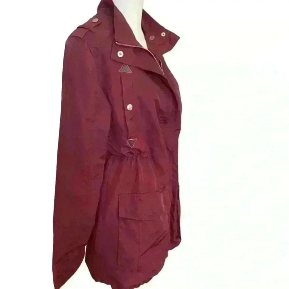 Miss London Jacket Women Size S Black Label Utility Cinch Waist Burgundy Outdoor - Picture 3 of 13